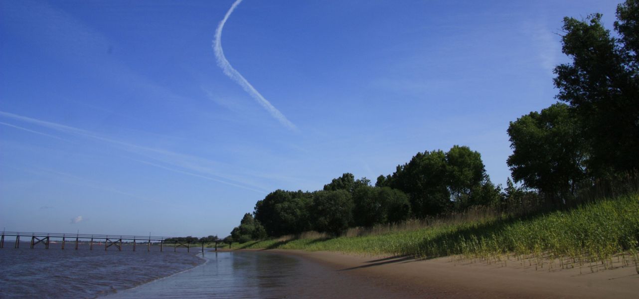 Strand der Flussinsel Harriersand an der Weser in der Gemeinde Schwanewede